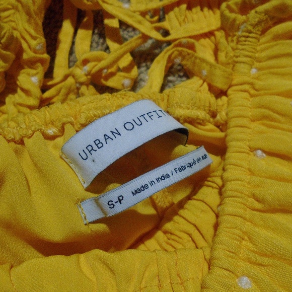 UO Yellow Tie-Back Swiss Dot Romper XS/S - Picture 2 of 6